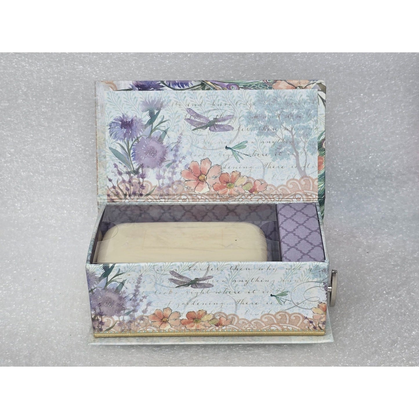 Punch Studio Jasmine Soap Music Box Keepsake Box Plays Swan Lake Peacock Floral