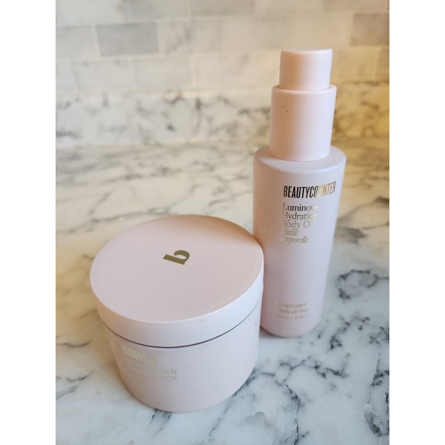 Beautycounter Rosewater Sugarbuff Body Polish & Luminous Hydration Oil Gift Set