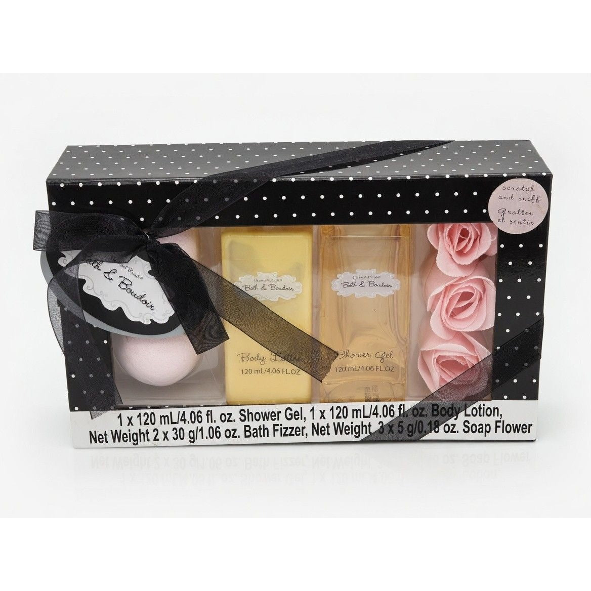 Bath & Boudoir Violets & Jasmine Gift Set Shower Body Lotion Fizzer Soap Flowers