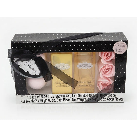 Bath & Boudoir Violets & Jasmine Gift Set Shower Body Lotion Fizzer Soap Flowers