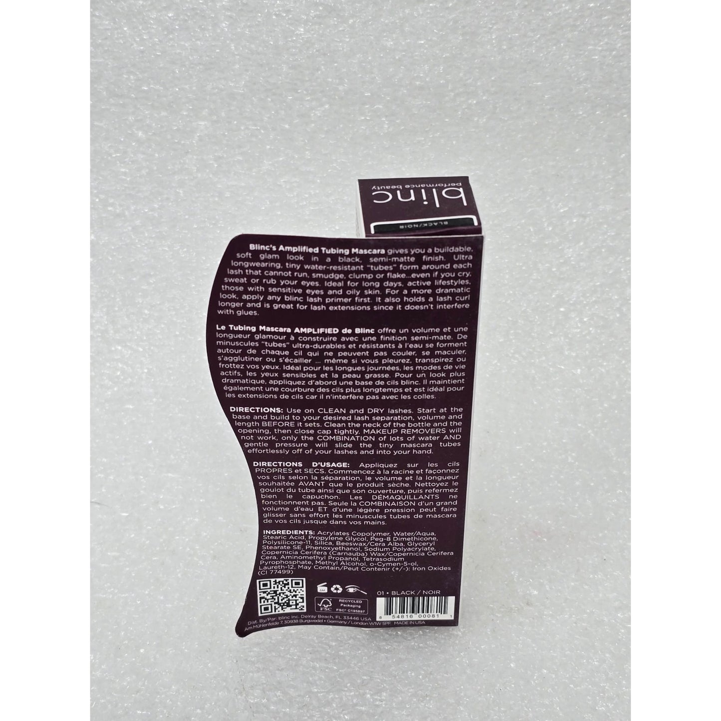 Blinc Amplified Tubing Mascara Ultra Longwear Sweat-Resistant Black Lengthening