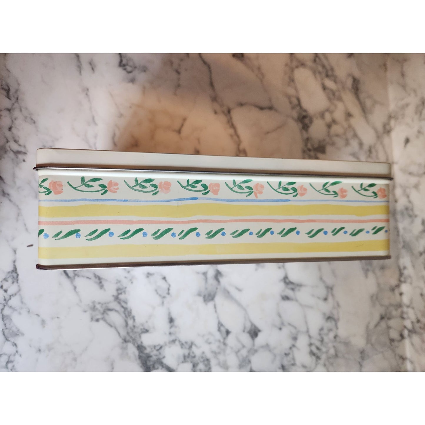 Bath & Body Works Floral Tin Box With Pink Gingham & Yellow Accents