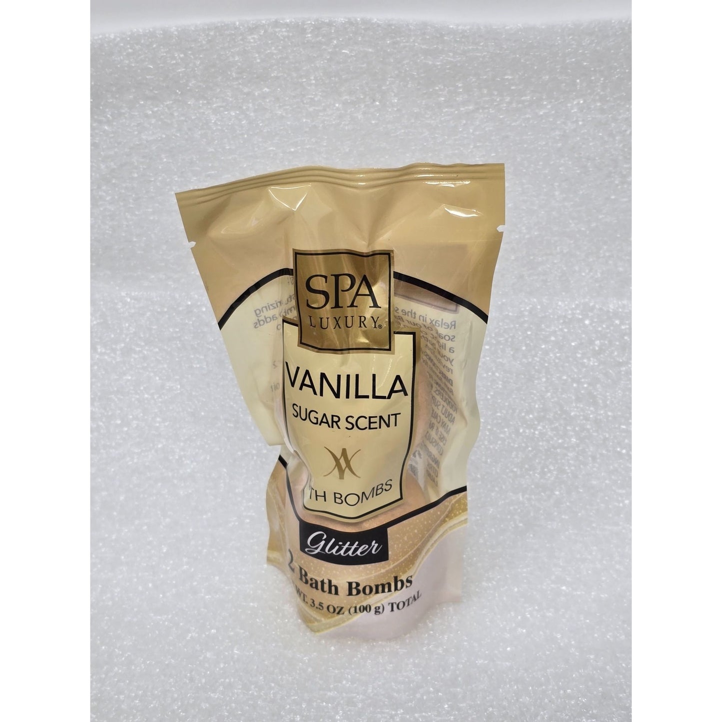 Spa Luxury Vanilla Sugar Scent Glitter Bath Bombs 3.5 Oz Set Of 2