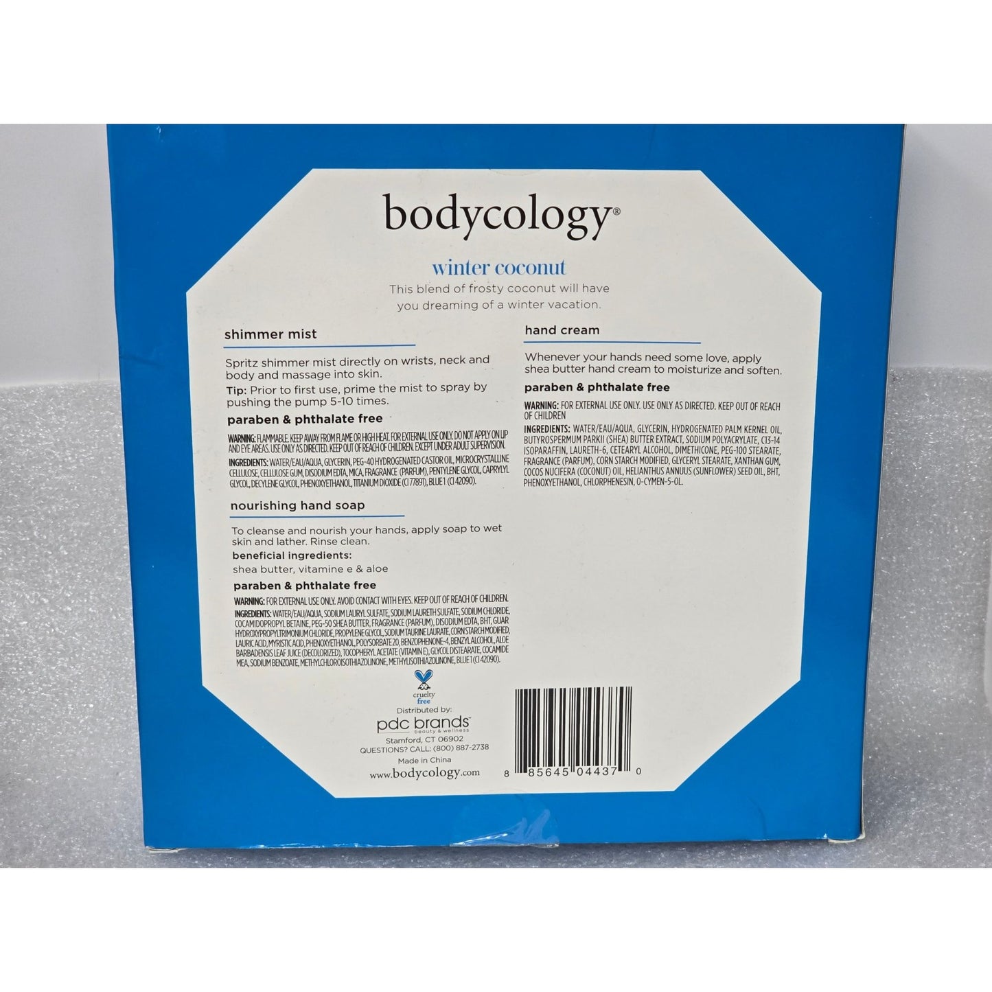 Bodycology Winter Coconut Hand Care Set Shimmer Mist Hand Cream & Nourishing Soap