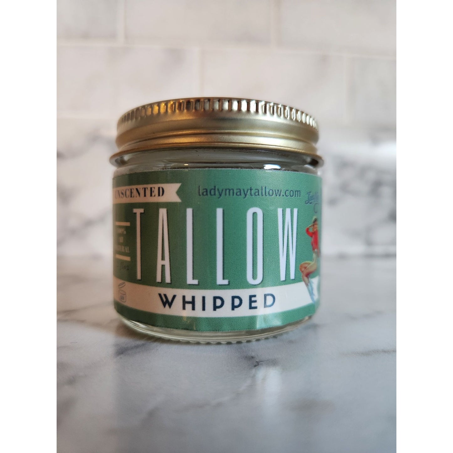 Lady May Tallow Whipped Unscented Natural Moisturizer 2 Fl Oz