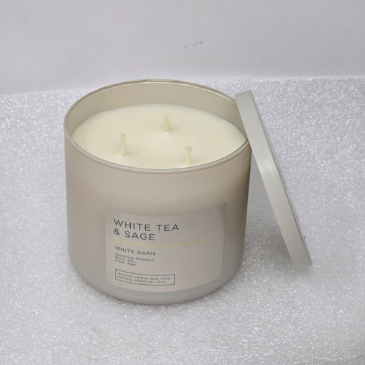 Bath & Body Works White Barn White Tea & Sage Scented Candle Essential Oils