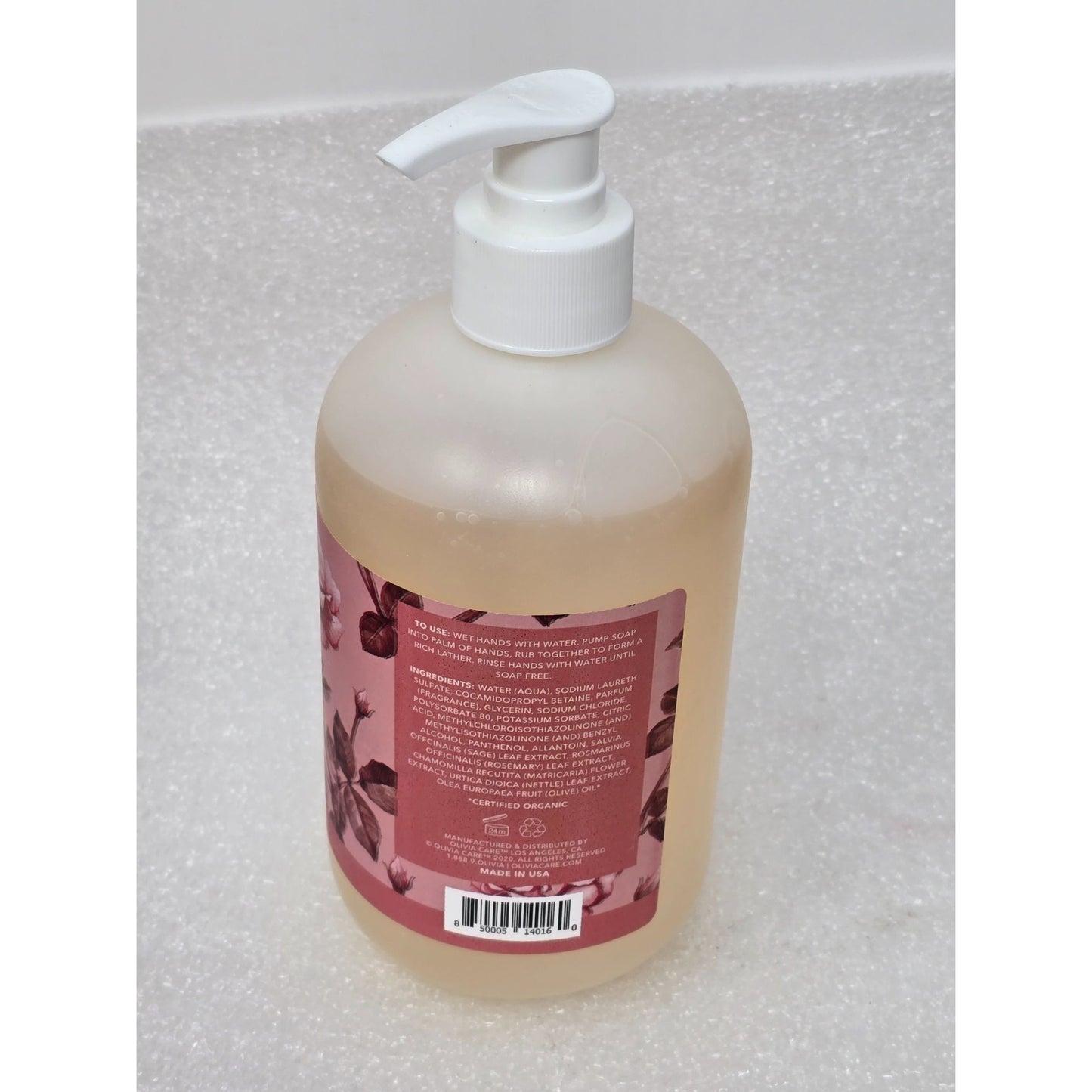 Olivia Care Rose Liquid Hand Soap 18.5 Fl Oz Vegan Natural Cruelty-Free