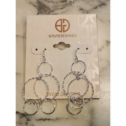 Giani Bernini Sterling Silver Twisted Triple Hoop Drop Earrings
