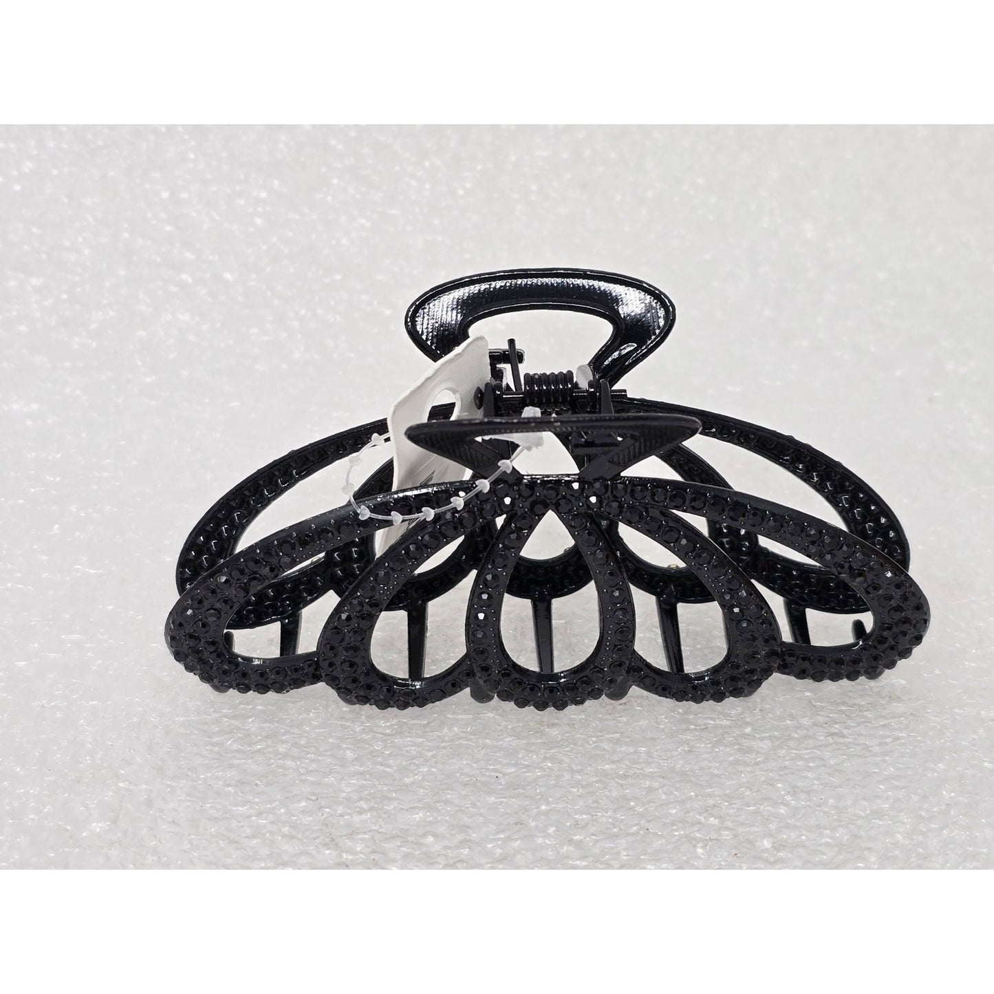 Black Decorative Hair Claw Clip With Rhinestone Detailing For Women Large Size