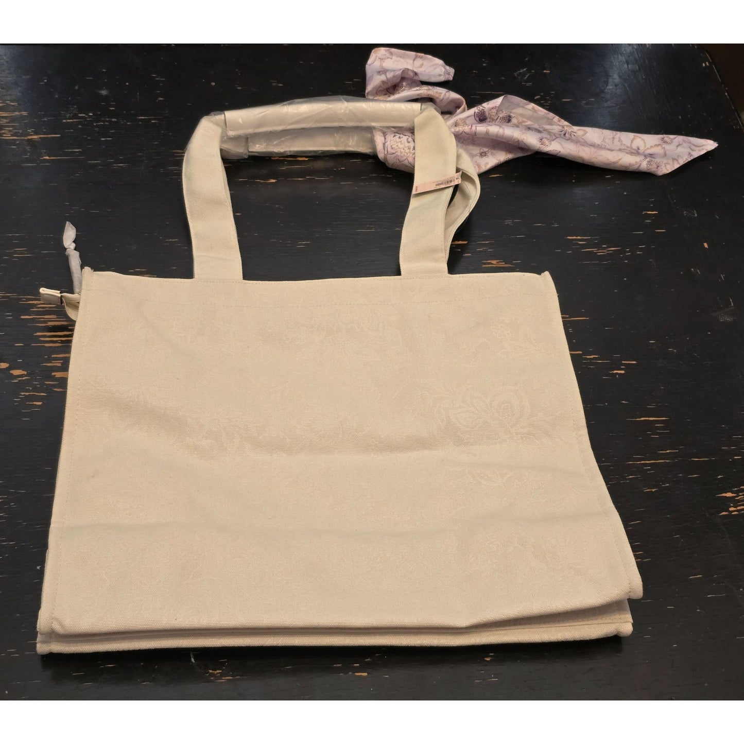 Victoria's Secret Floral-Embossed Tote Bag With Satin Scarf