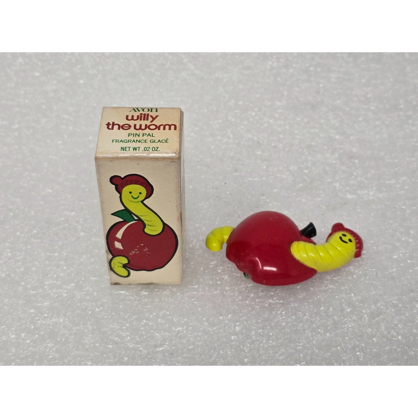 Vintage Avon Willy The Worm Pin Pal Fragrance Glace .02 Oz Collectible With Box