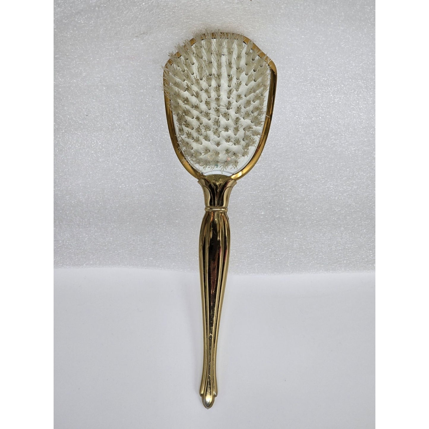 Vintage Gold Tone Vanity Hairbrush With Floral Design Roses