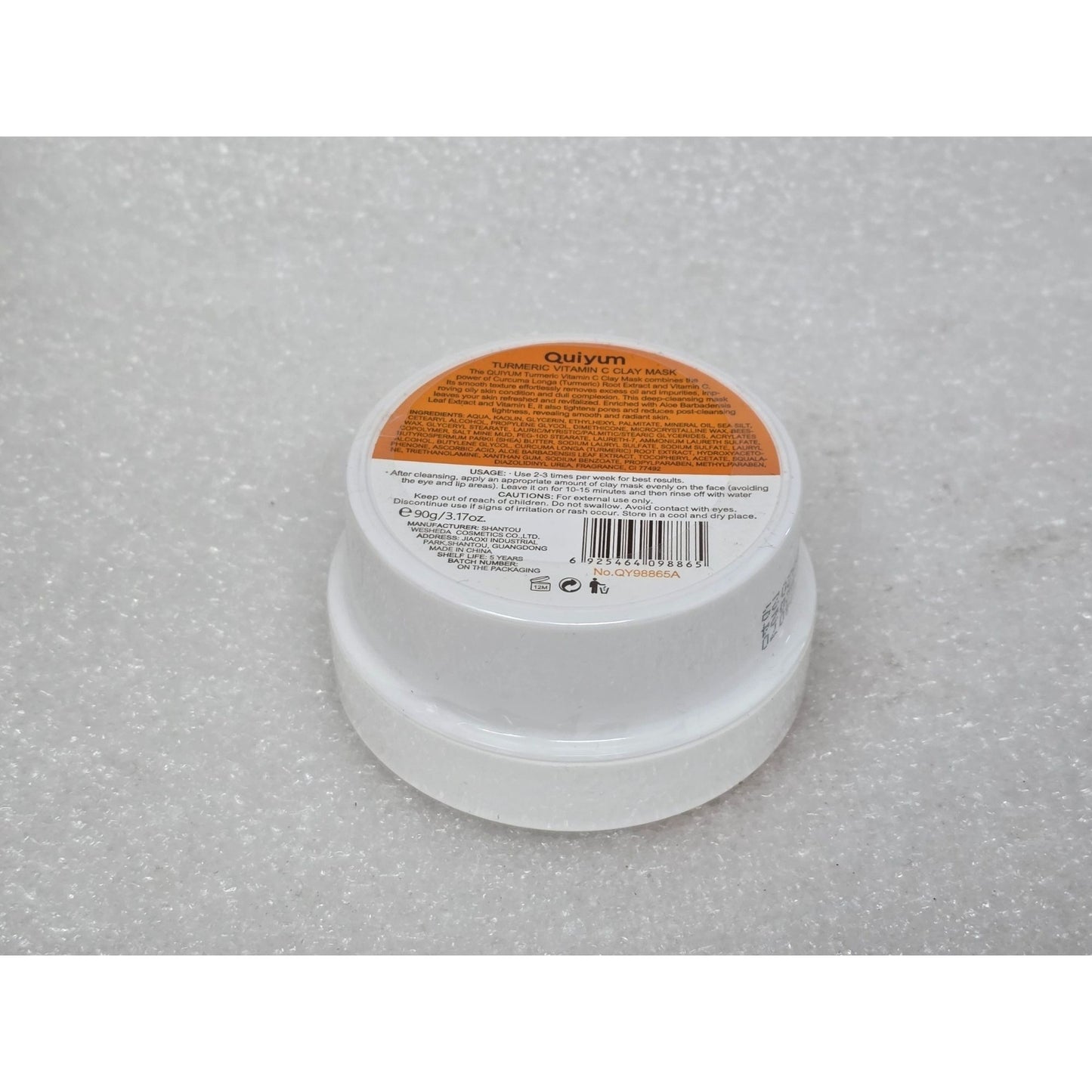 Quiyum Turmeric & Vitamin C Clay Mask Deep Cleansing Balances Skin Tone 3.17 oz