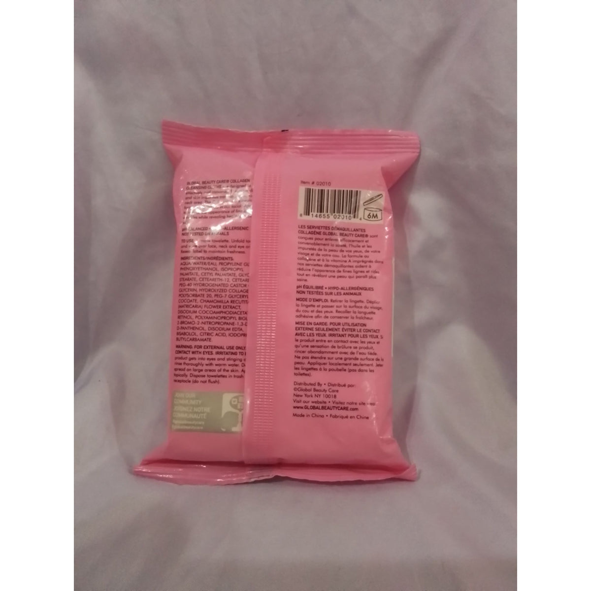 Global Beauty Care Collagen Cleansing Cloths Makeup Remover Wipes All Skin Types