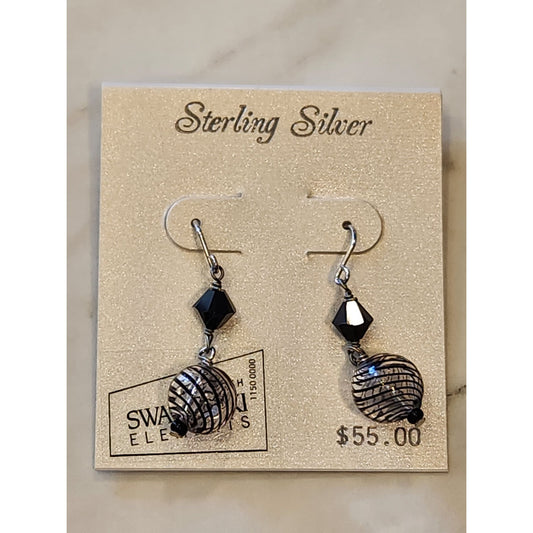 Sterling Silver Black & White Beaded Drop Earrings With Swarovski Elements