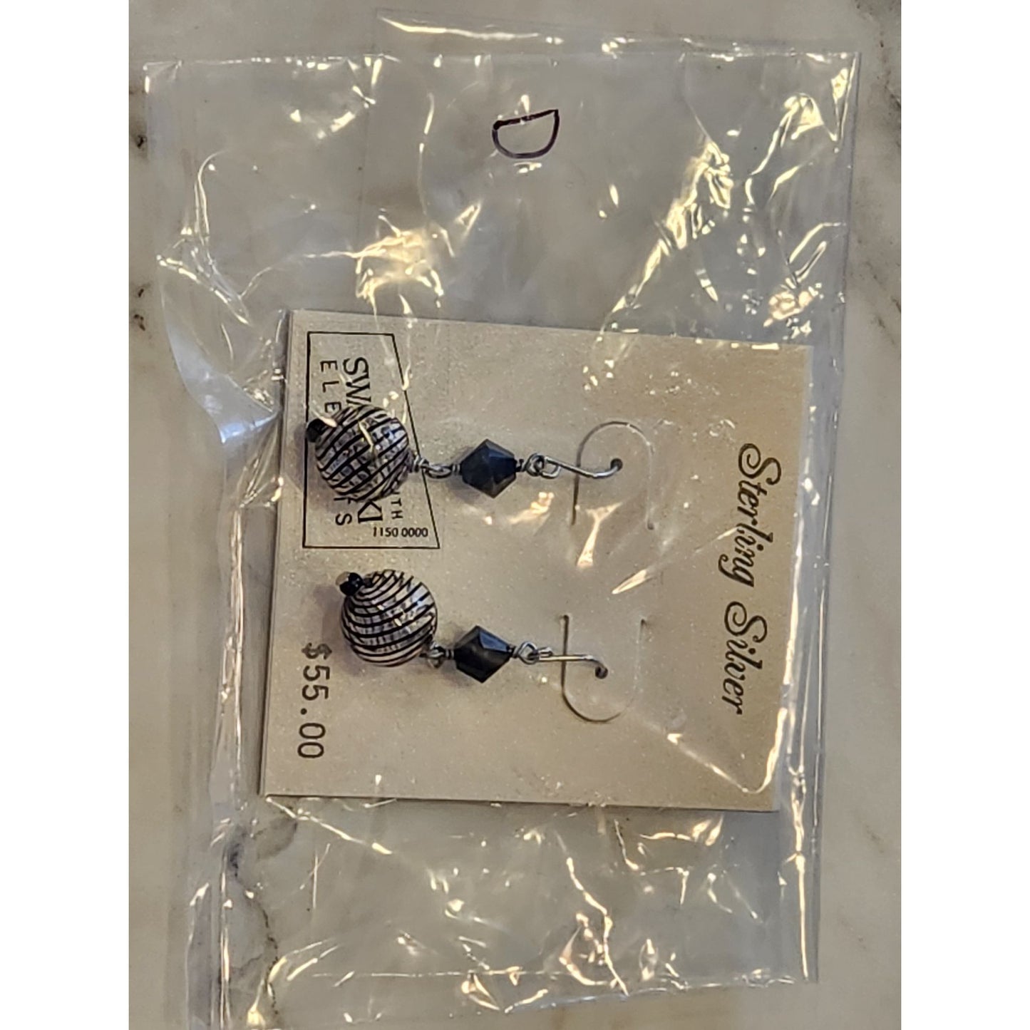 Sterling Silver Black & White Beaded Drop Earrings With Swarovski Elements