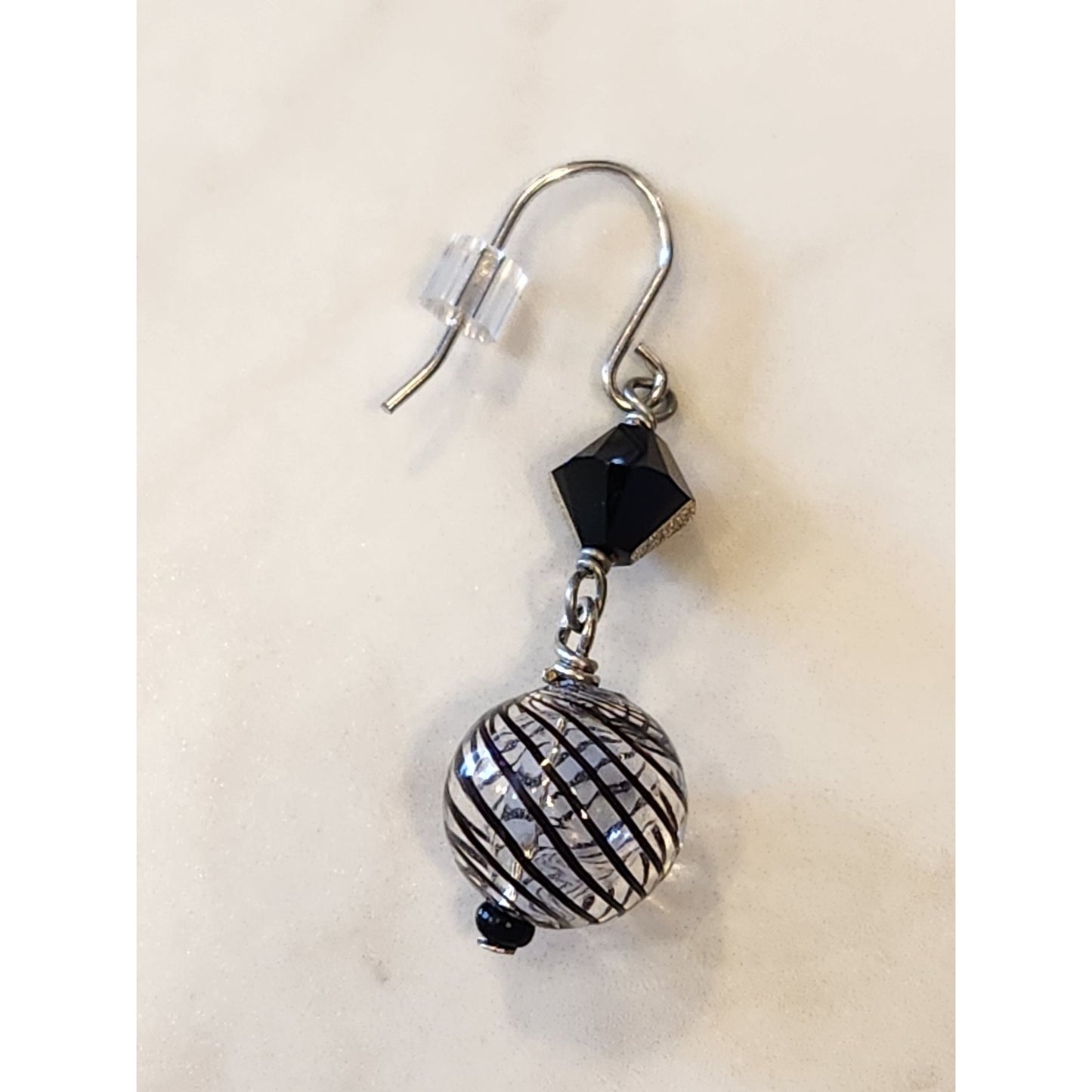 Sterling Silver Black & White Beaded Drop Earrings With Swarovski Elements