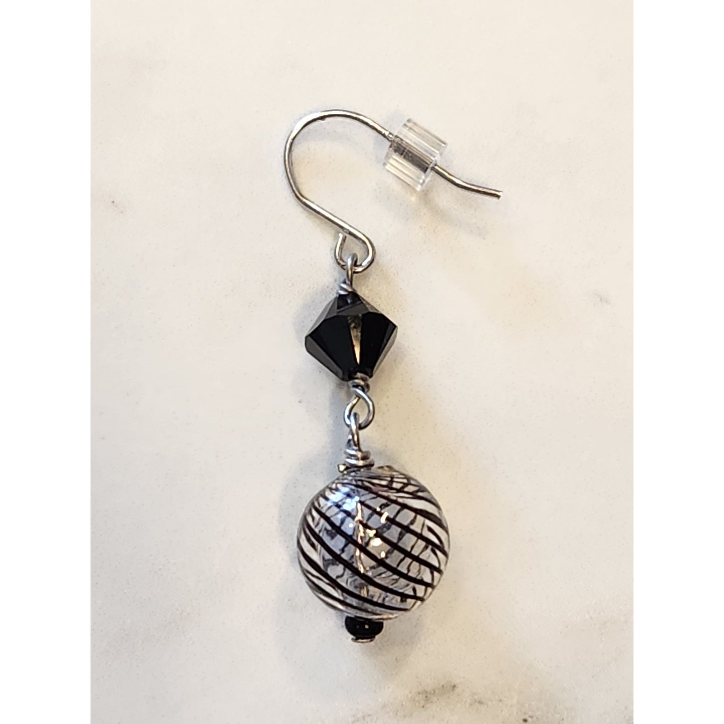 Sterling Silver Black & White Beaded Drop Earrings With Swarovski Elements