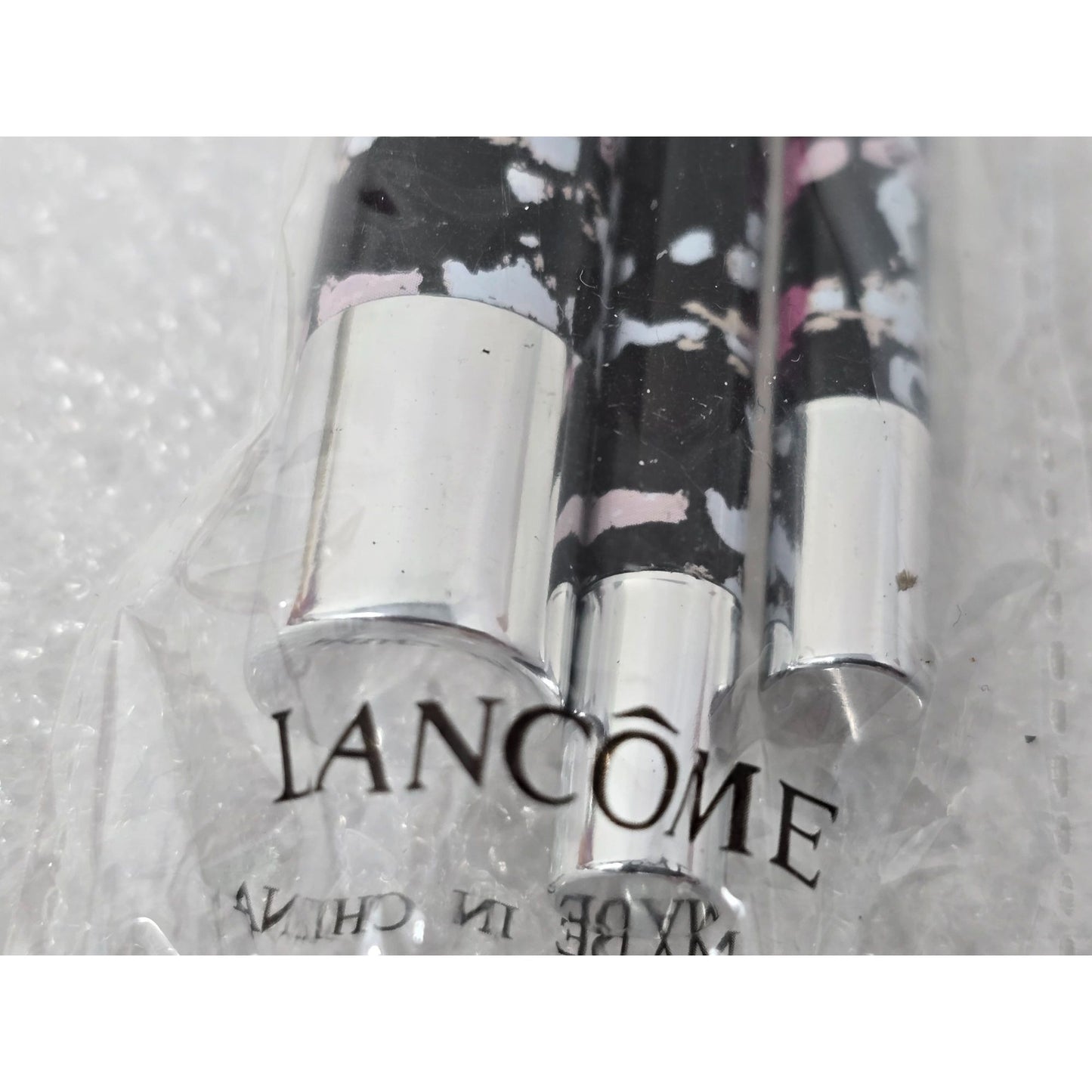Lancôme Eye Eyeshadow & Face Powder Makeup Brush Set 3 Piece Black & Silver