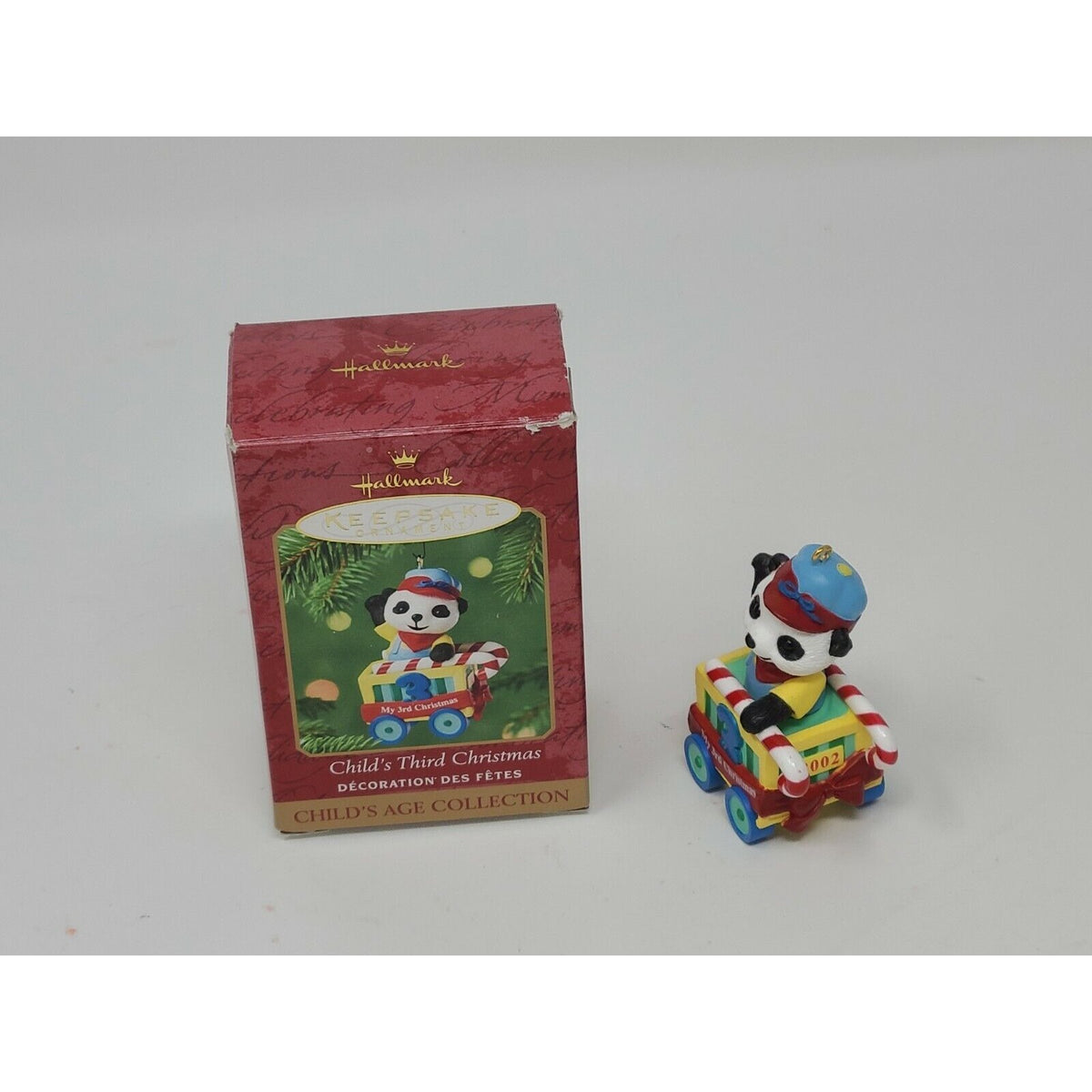 Hallmark 2002 Child's Third Christmas Panda Ornament Child's Age Collection