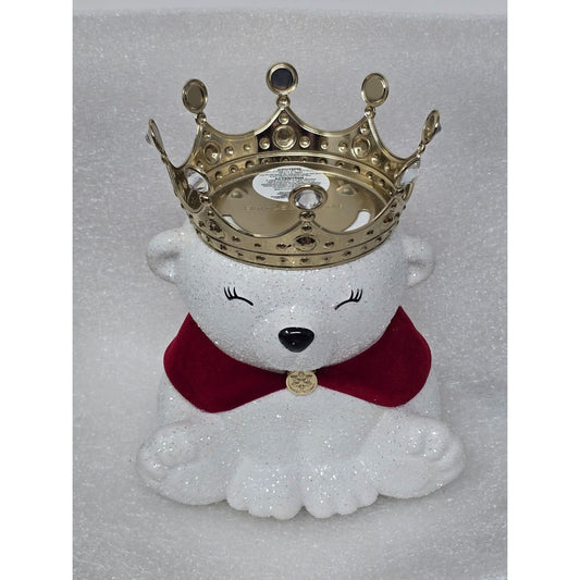 Bath & Body Works Royal Baby Glitter Polar Bear Candle Holder w/ Gold Crown