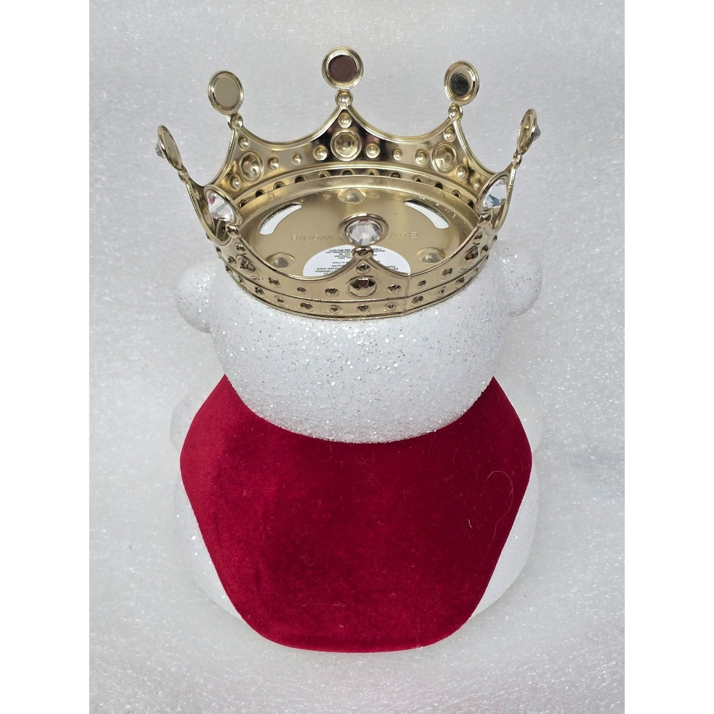Bath & Body Works Royal Baby Glitter Polar Bear Candle Holder w/ Gold Crown