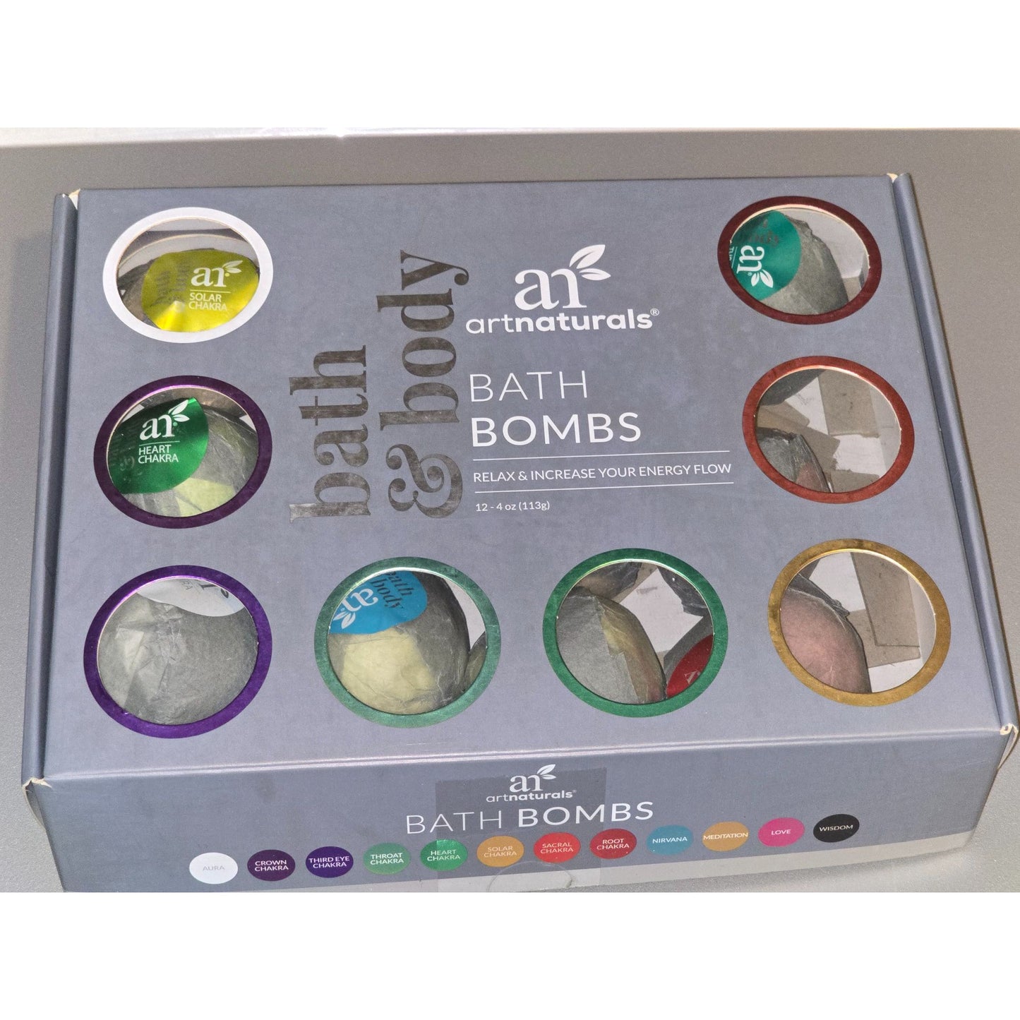 Artnaturals Bath Bomb Set 11 Piece Chakra Aromatherapy 4 oz Each Spa Gift Set