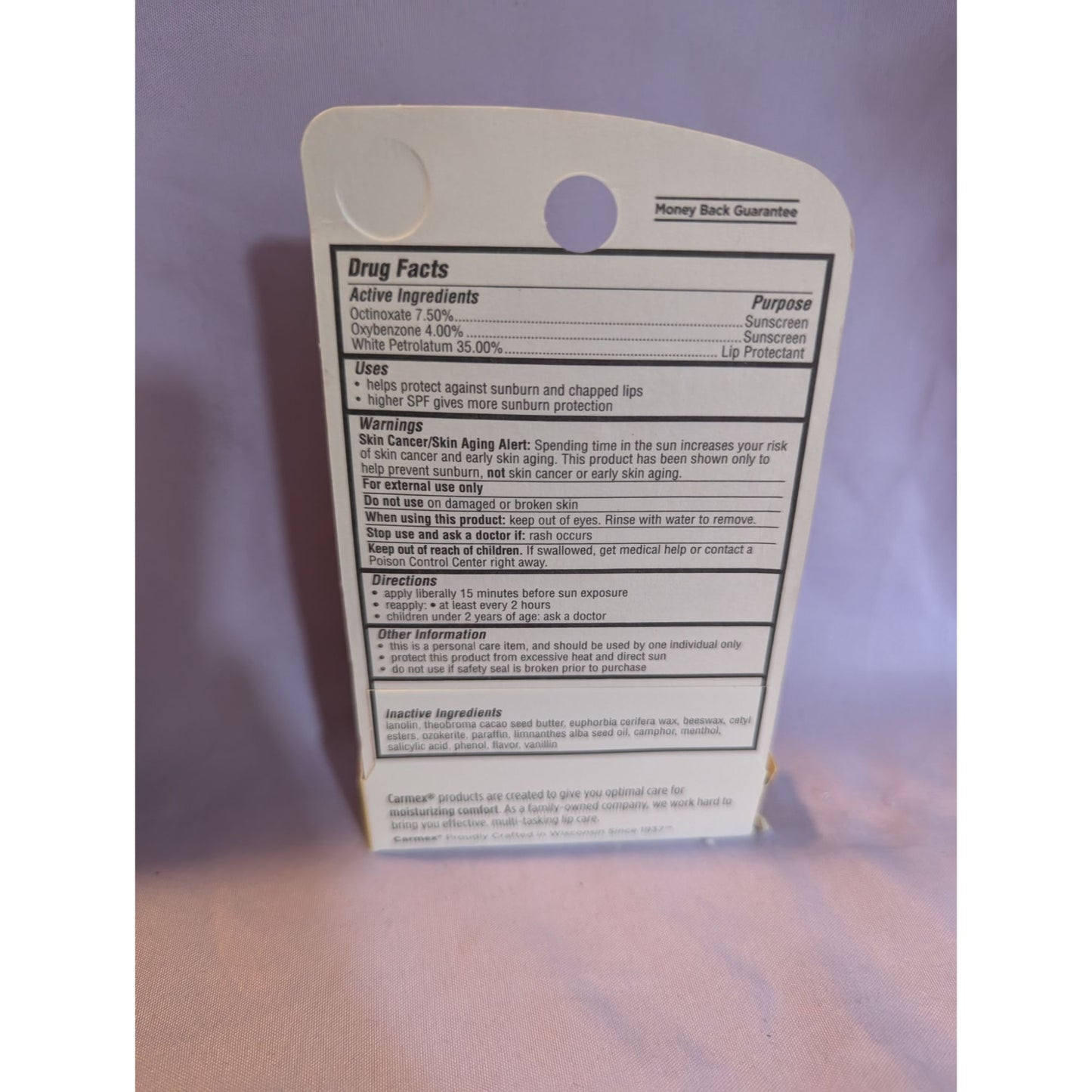 Carmex Classic Lip Balm Medicated Tube SPF 15 0.15 Oz For Dry Chapped Lips