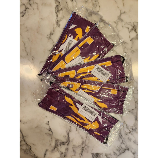 LSU Tigers Purple & Gold Face Mask Set of 5 For Adults
