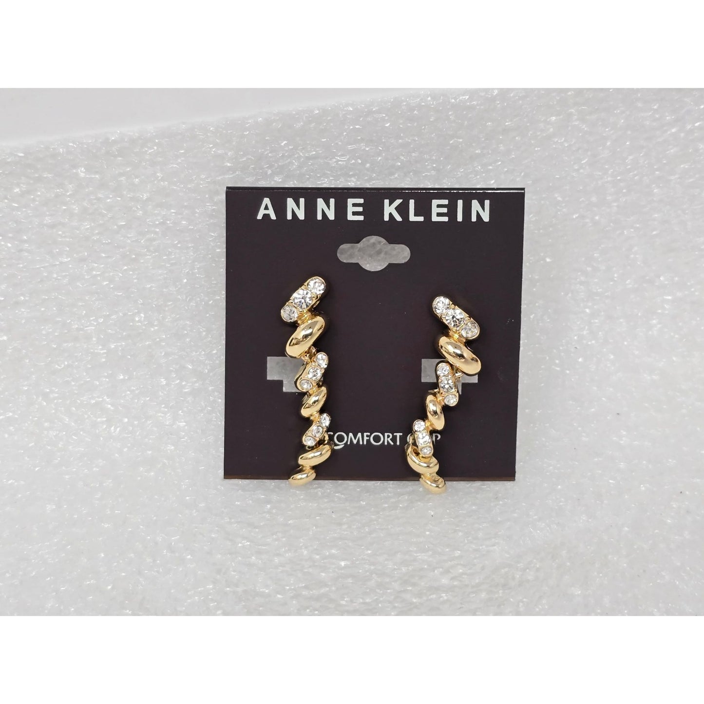 Anne Klein Gold-Tone Crystal Accented E-Z Comfort Clip On Earrings