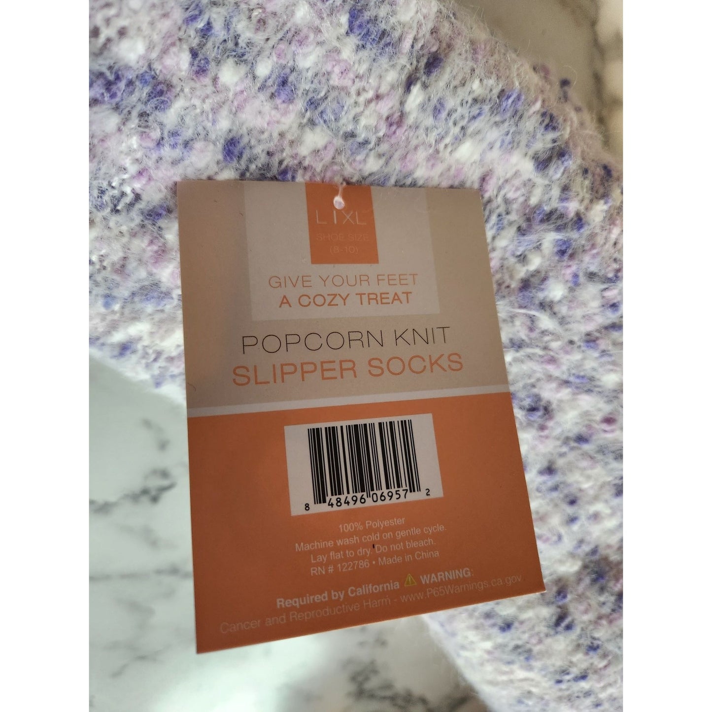 Lixl Womens Popcorn Knit Slipper Socks With Sherpa Lining & Non-Slip Soles