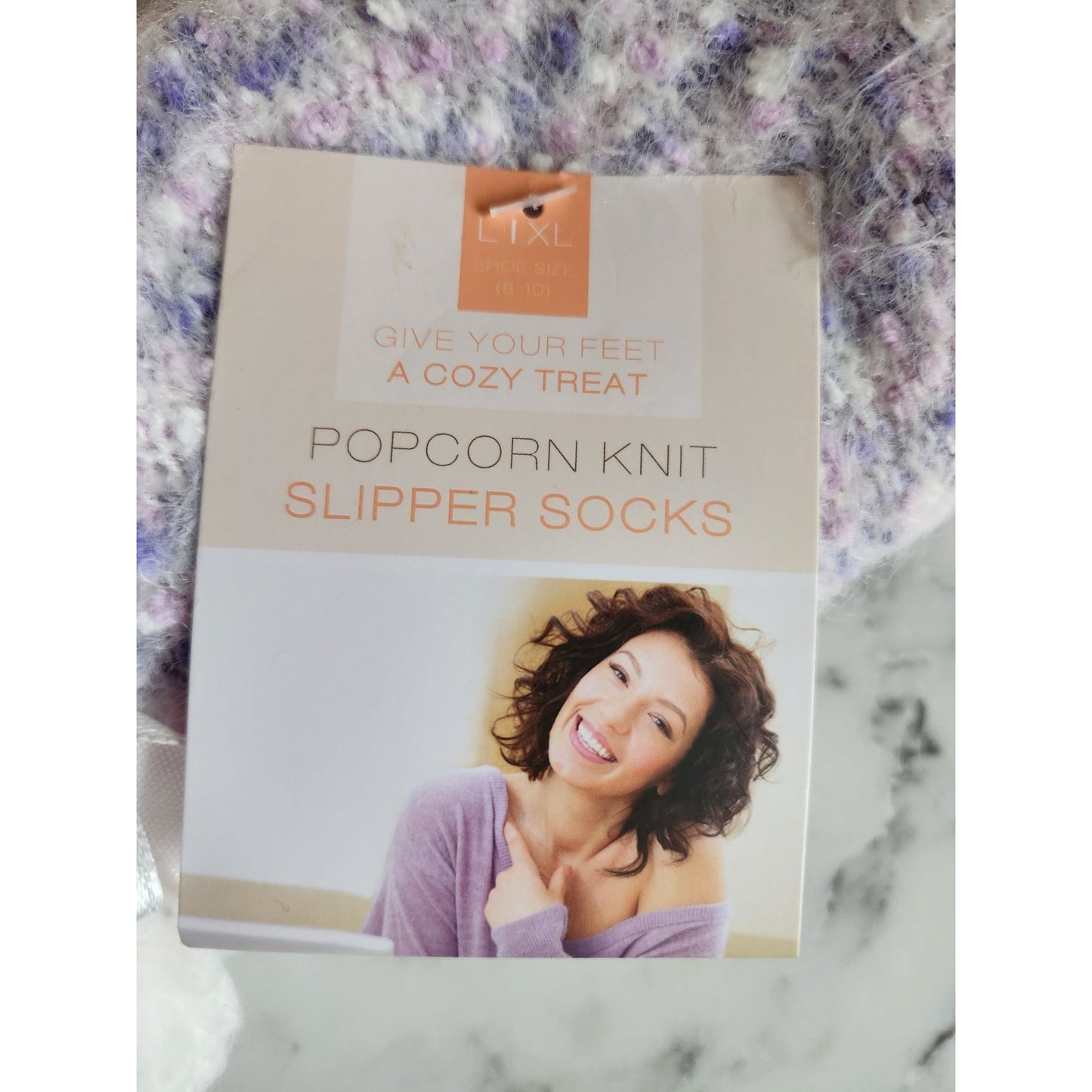 Lixl Womens Popcorn Knit Slipper Socks With Sherpa Lining & Non-Slip Soles