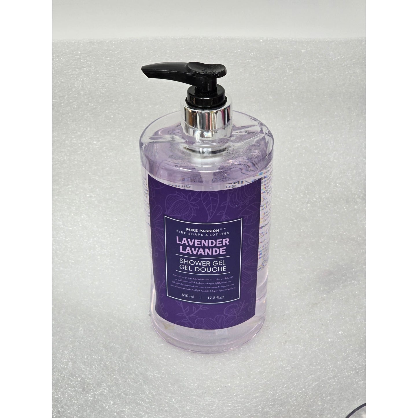 Pure Passion Lavender Shower Gel 17.2 oz With Pump Luxurious Hydrating Body Wash