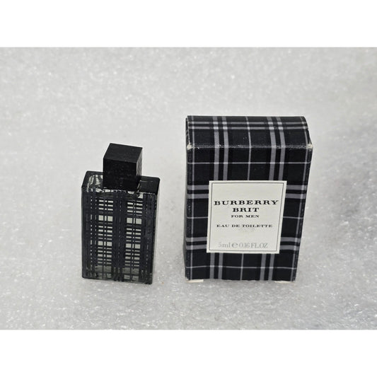 Burberry Brit For Men Eau De Toilette Mini Cologne Black Plaid Design .16 oz