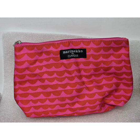 Marimekko for Clinique Designer Makeup Cosmetic Bag Pink Wave Pattern