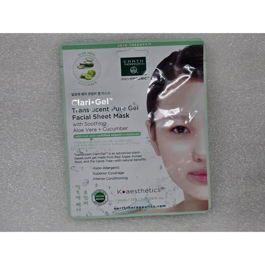 Earth Therapeutics Clari-Gel Translucent Pure Gel Facial Sheet Mask