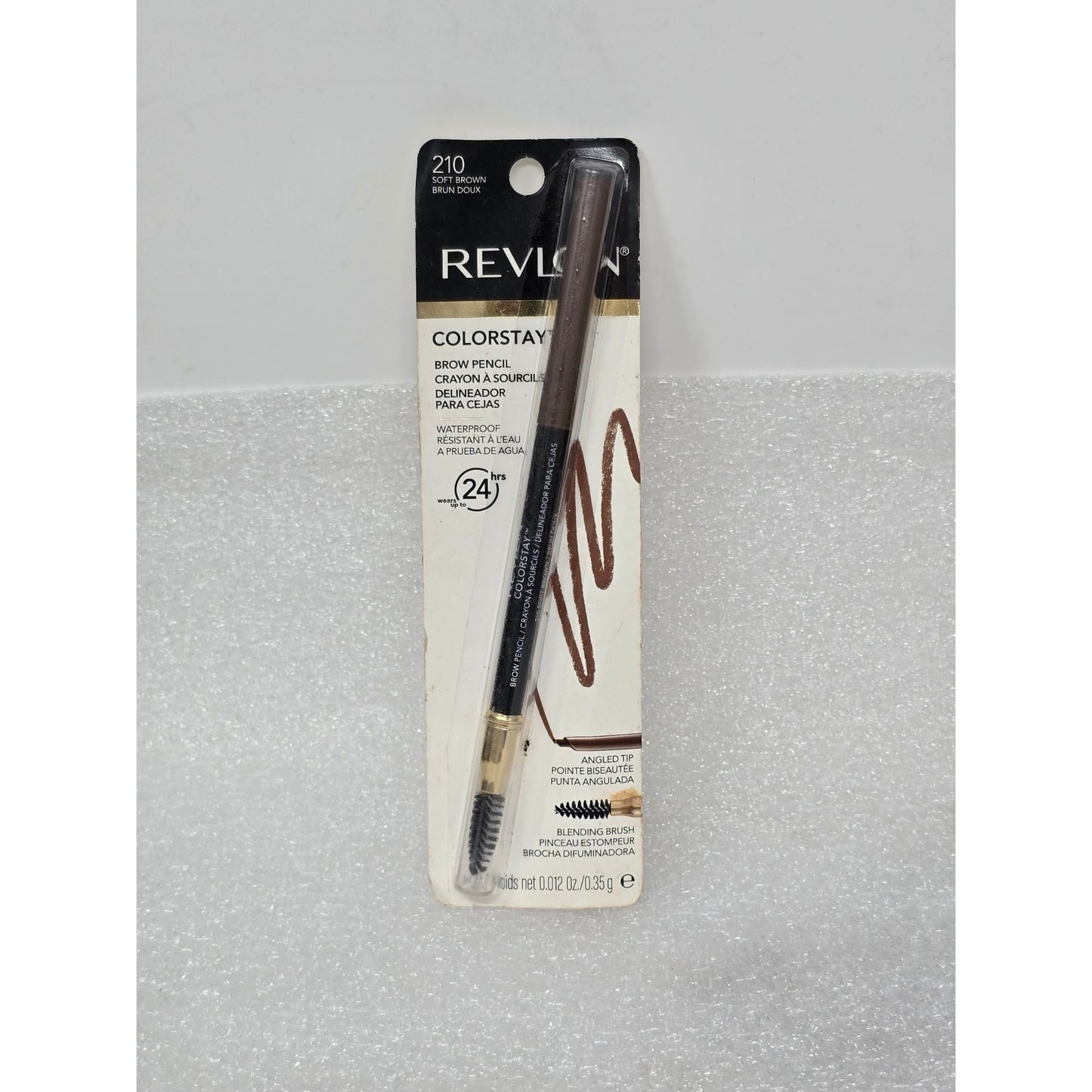 Revlon Colorstay Brow Pencil 210 Soft Brown Waterproof Angled Tip Blending Brush