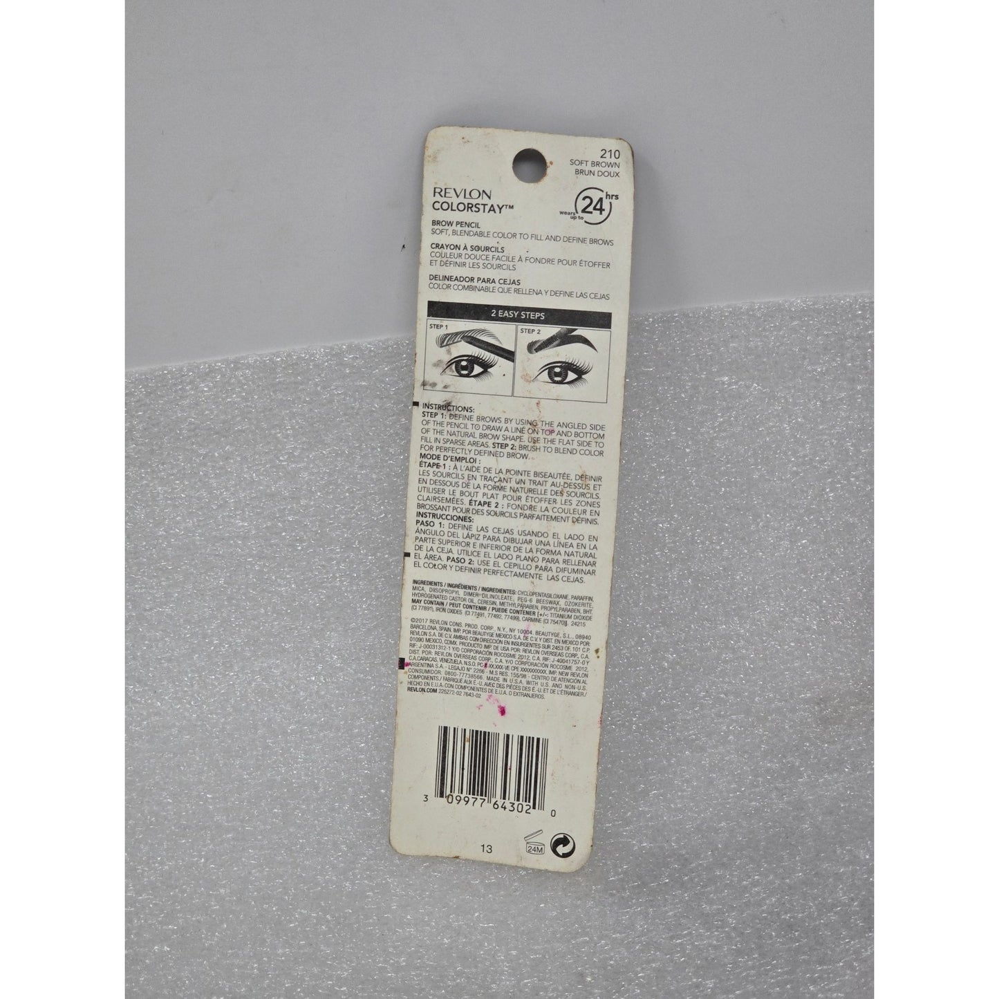 Revlon Colorstay Brow Pencil 210 Soft Brown Waterproof Angled Tip Blending Brush