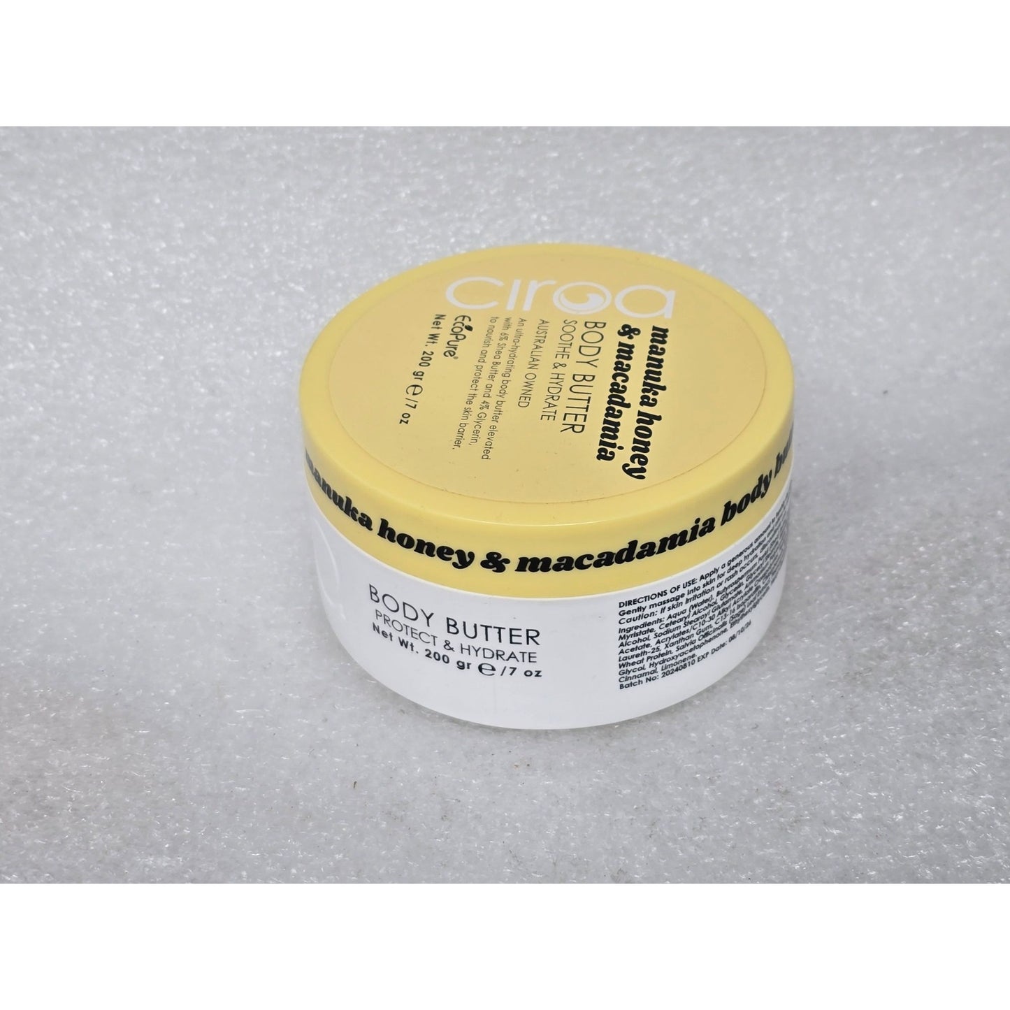 Ciroa Manuka Honey & Macadamia Body Butter 7 oz Hydrating & Nourishing Skin Care