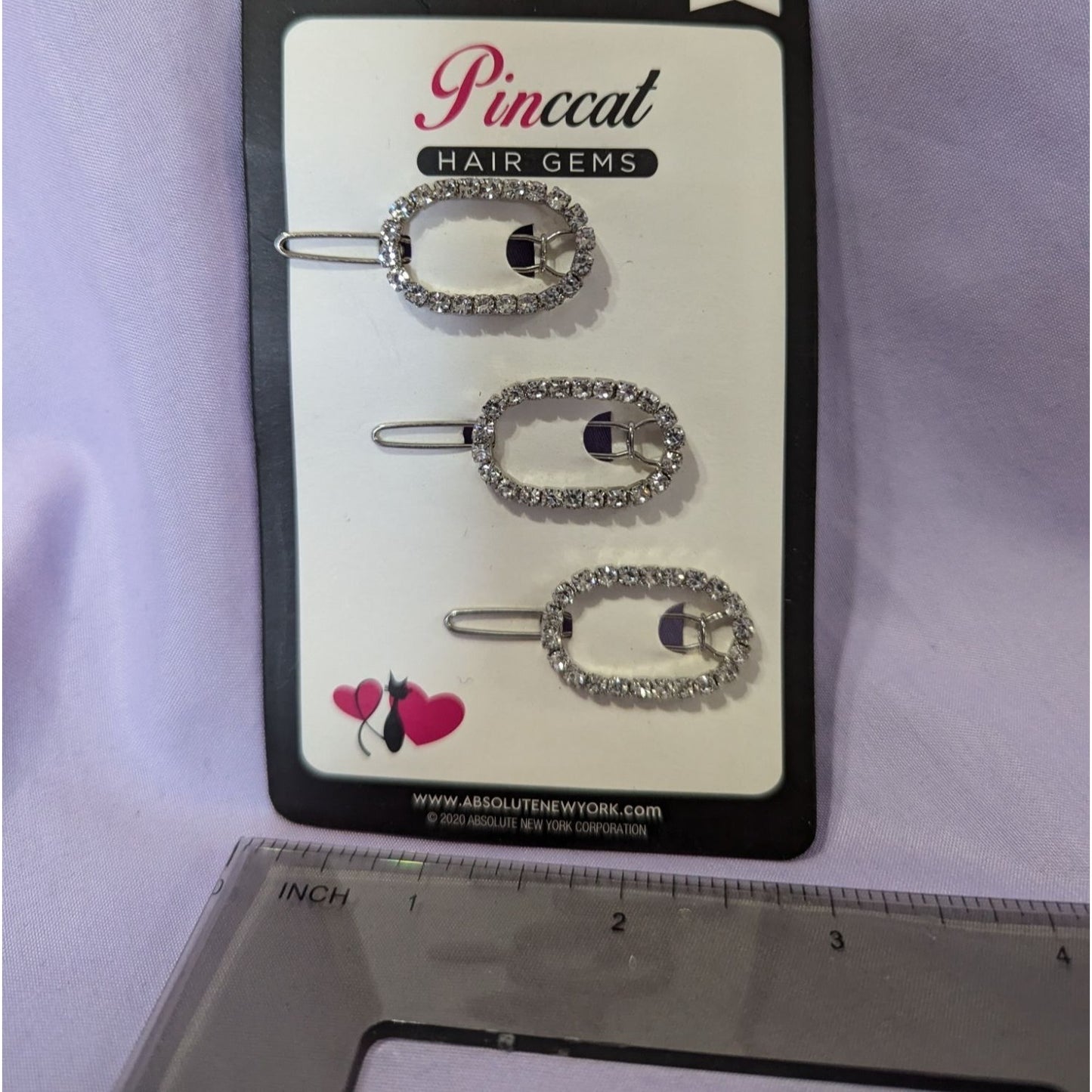 Absolute New York Pincat Hair Gems Oval Silver Barrettes Pack Of 3