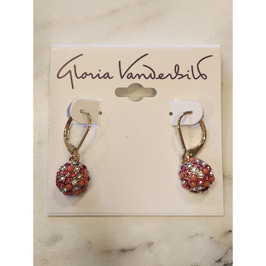 Gloria Vanderbilt Gold-Tone Leverback Earrings With Multi-Colored Rhinestone Ball Accents