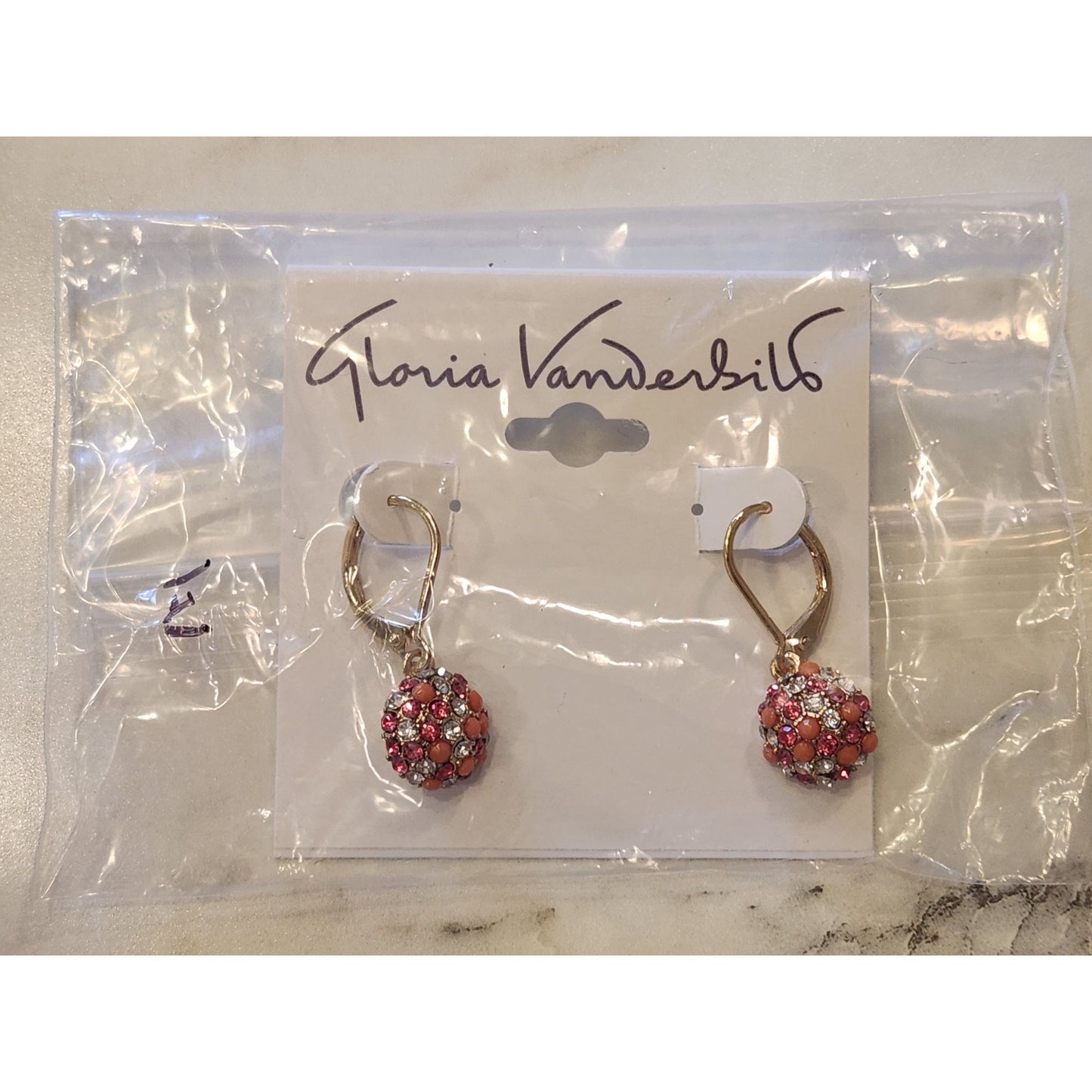 Gloria Vanderbilt Gold-Tone Leverback Earrings With Multi-Colored Rhinestone Ball Accents