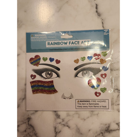 Rainbow Glitter Face Art Stickers For Festivals & Parties