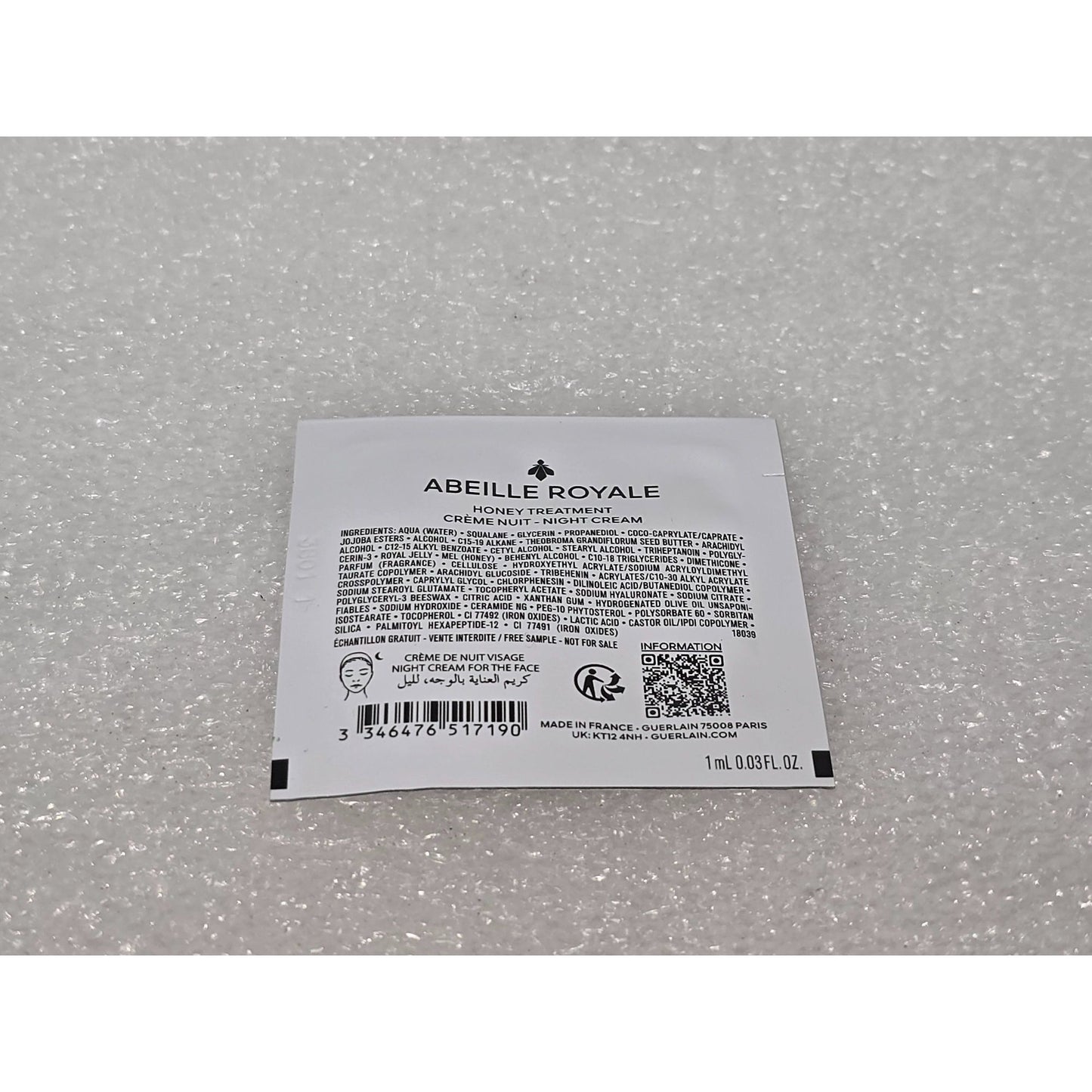 Guerlain Abeille Royale Honey Treatment Night Cream Sample Packet 1 mL