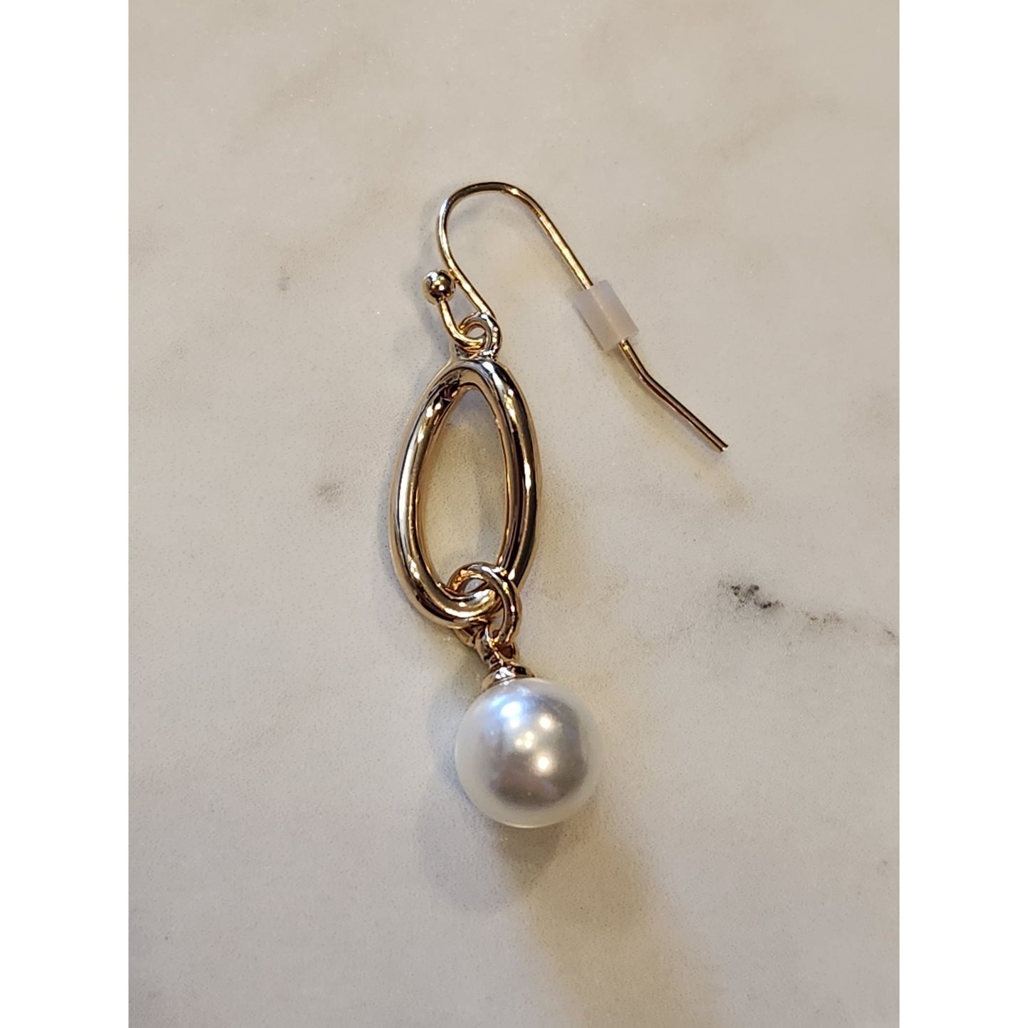 Napier Gold-Tone Oval Drop Earrings With Faux Pearl Accent