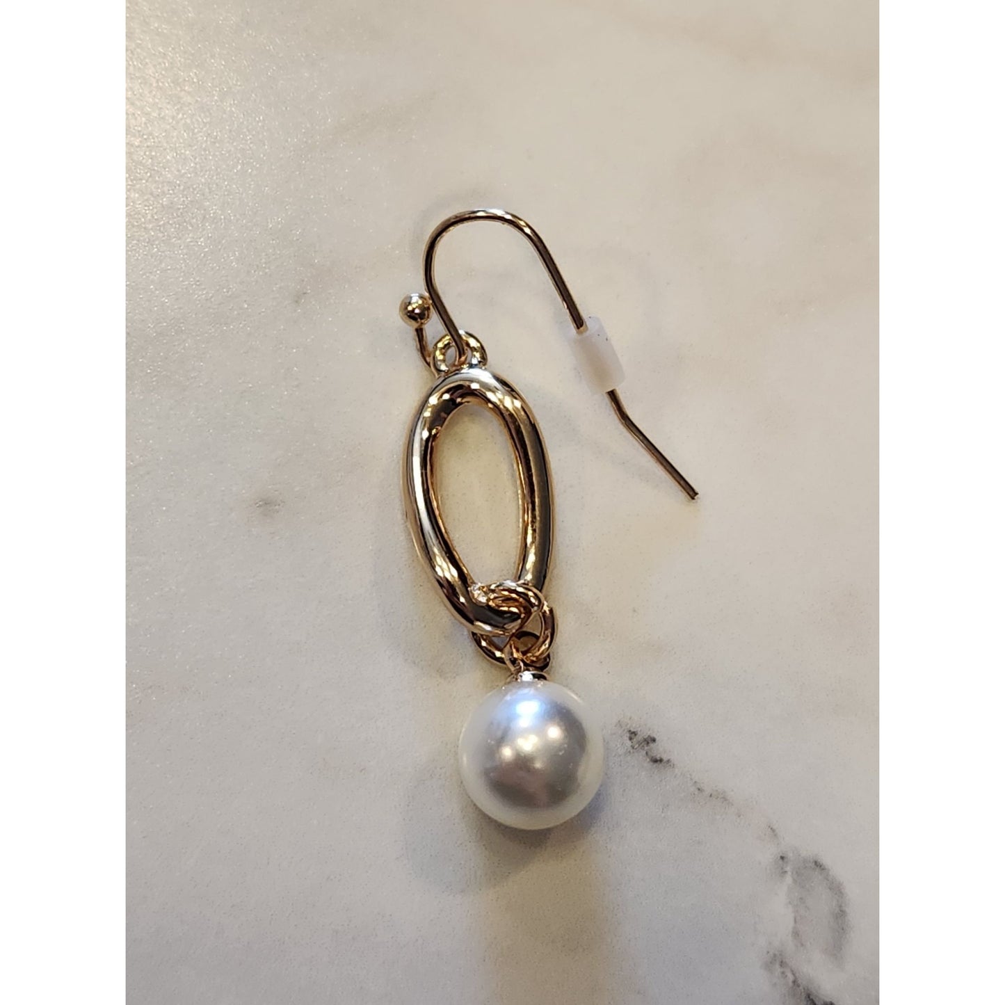 Napier Gold-Tone Oval Drop Earrings With Faux Pearl Accent