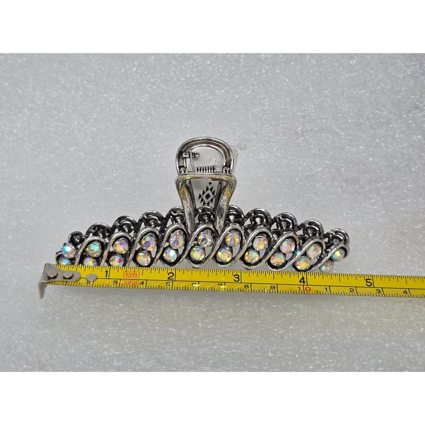 Rhinestone Hair Claw Clip Silver Tone