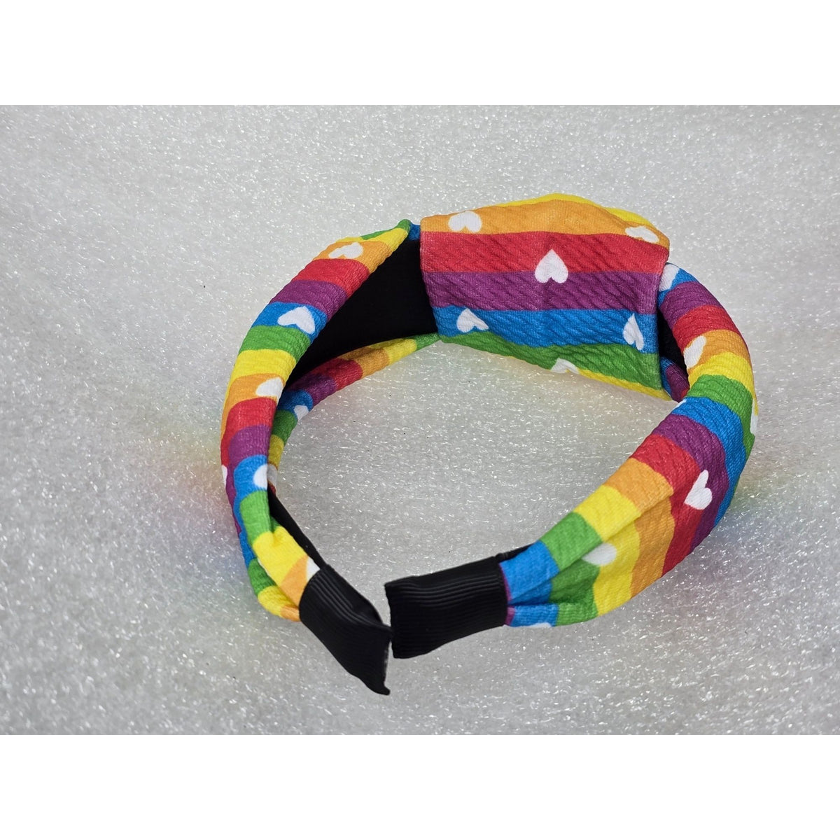 Rainbow Heart Fabric Knot Headband Bright Multicolor Hair Accessory Women Teens