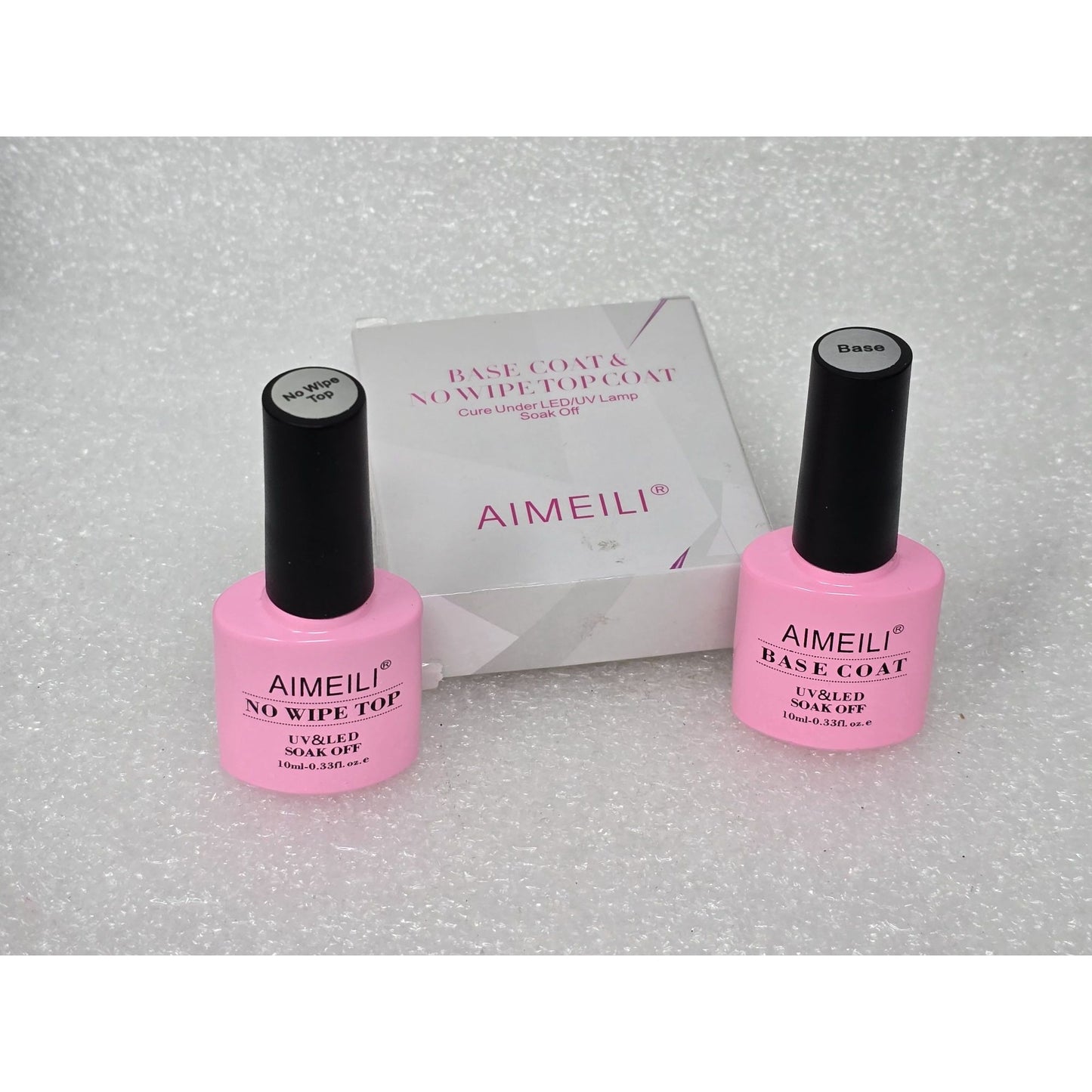 Aimeili Base Coat & No Wipe Top Coat Gel Nail Polish Set LED/UV Soak Off