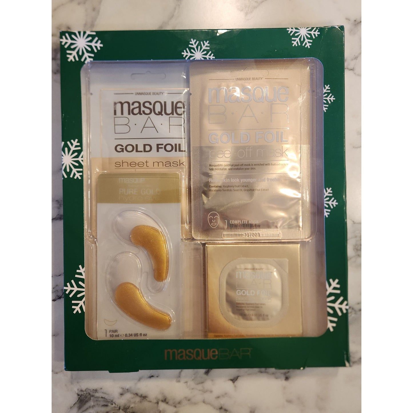 Masque Bar Gold Foil Mask Set - Sheet Mask, Peel Off Mask & Hydrogel Eye Mask